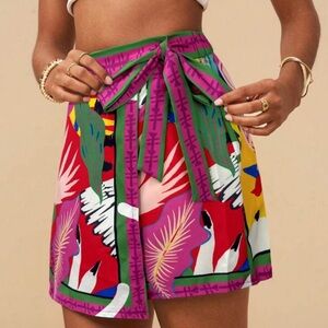 🌿 Tropical Colorful Patterned Tie Skirt